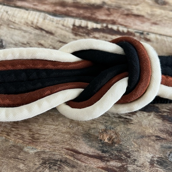 Vintage Black and Brown Knotted Elastic Belt 23” Long - Picture 2 of 6